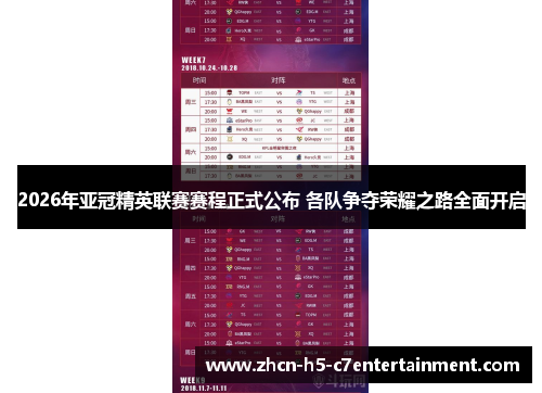 2026年亚冠精英联赛赛程正式公布 各队争夺荣耀之路全面开启 2026年亚冠精英联赛赛程正式公布 各队争夺荣耀之路全面开启